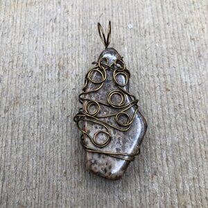 Petrified Palm Wood Wire-Wrapped Necklace Pendant